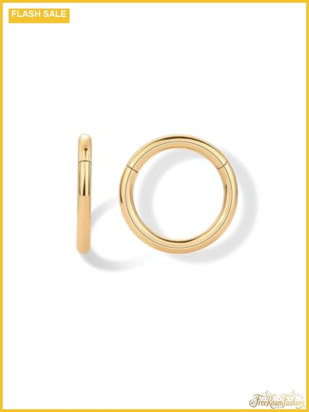 14K Gold Plated Clicker Hoop Earrings Hinged Huggies 8mm